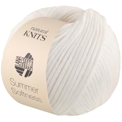 LANA GROSSA Summer Softness | Zartes Baumwollschlauchgarn, voluminös gefüllt mit flauschigen Merinofasern | Handstrickgarn aus 80% Baumwolle (Bio) & 20% Schurwolle (Merino superfein) | 50g / 130m von Lana Grossa