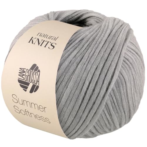 LANA GROSSA Summer Softness | Zartes Baumwollschlauchgarn, voluminös gefüllt mit flauschigen Merinofasern | Handstrickgarn aus 80% Baumwolle (Bio) & 20% Schurwolle (Merino superfein) | 50g / 130m von Lana Grossa