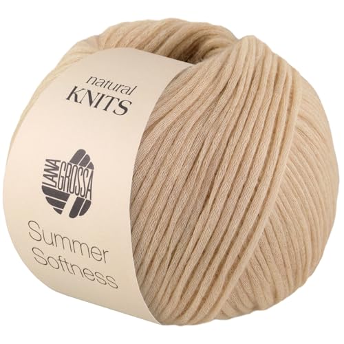 LANA GROSSA Summer Softness | Zartes Baumwollschlauchgarn, voluminös gefüllt mit flauschigen Merinofasern | Handstrickgarn aus 80% Baumwolle (Bio) & 20% Schurwolle (Merino superfein) | 50g / 130m von Lana Grossa
