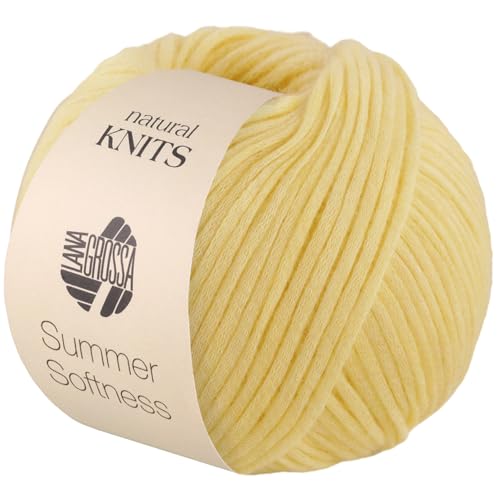 LANA GROSSA Summer Softness | Zartes Baumwollschlauchgarn, voluminös gefüllt mit flauschigen Merinofasern | Handstrickgarn aus 80% Baumwolle (Bio) & 20% Schurwolle | 50g / 130m FB11 von Lana Grossa