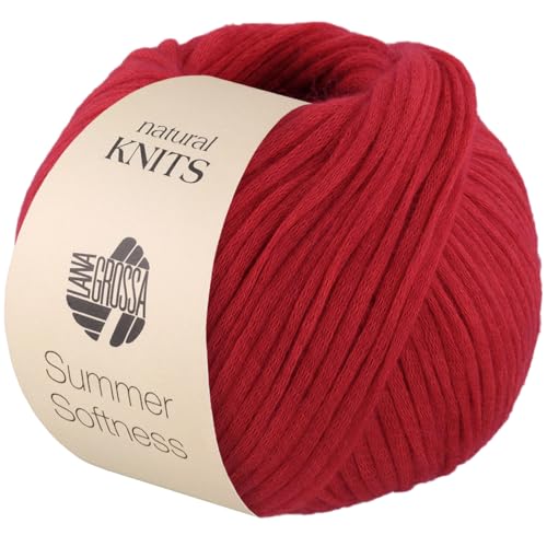 LANA GROSSA Summer Softness | Zartes Baumwollschlauchgarn, voluminös gefüllt mit flauschigen Merinofasern | Handstrickgarn aus 80% Baumwolle (Bio) & 20% Schurwolle (Merino superfein) | 50g / 130m von Lana Grossa