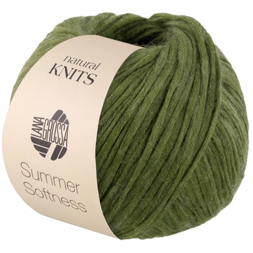 LANA GROSSA Summer Softness | Zartes Baumwollschlauchgarn, voluminös gefüllt mit flauschigen Merinofasern | Handstrickgarn aus 80% Baumwolle (Bio) & 20% Schurwolle (Merino superfein) | 50g / 130m von Lana Grossa