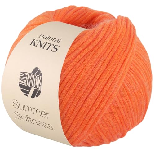 LANA GROSSA Summer Softness | Zartes Baumwollschlauchgarn, voluminös gefüllt mit flauschigen Merinofasern | Handstrickgarn aus 80% Baumwolle (Bio) & 20% Schurwolle | 50g / 130m FB6 von Lana Grossa