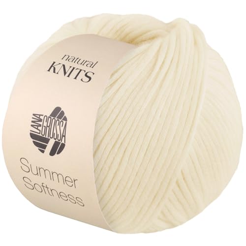 LANA GROSSA Summer Softness | Zartes Baumwollschlauchgarn, voluminös gefüllt mit flauschigen Merinofasern | Handstrickgarn aus 80% Baumwolle (Bio) & 20% Schurwolle (Merino superfein) | 50g / 130m von Lana Grossa