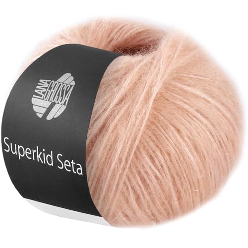 LANA GROSSA Superkid Seta | Zartes Schlauchgarn aus Superkid Mohair mit Seide | Handstrickgarn aus 65% Mohair (Superkid) & 35% Seide | 25g Wolle zum Stricken & Häkeln | 100m Garn von Lana Grossa