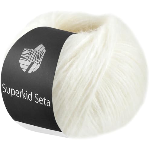 LANA GROSSA Superkid Seta | Zartes Schlauchgarn aus Superkid Mohair mit Seide | Handstrickgarn aus 65% Mohair (Superkid) & 35% Seide | 25g Wolle zum Stricken & Häkeln | 100m Garn von Lana Grossa