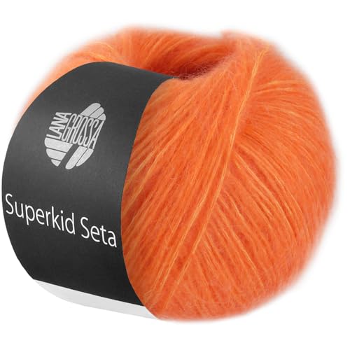 LANA GROSSA Superkid Seta | Zartes Schlauchgarn aus Superkid Mohair mit Seide | Handstrickgarn aus 65% Mohair (Superkid) & 35% Seide | 25g Wolle zum Stricken & Häkeln | 100m Garn FB13 von Lana Grossa