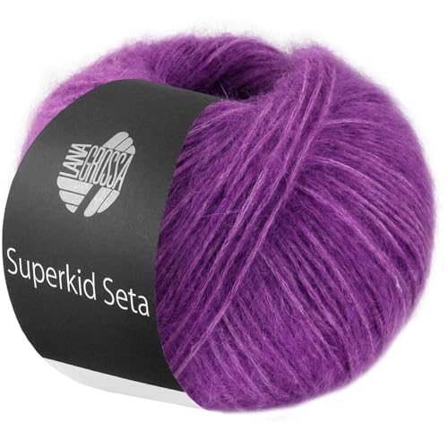 LANA GROSSA Superkid Seta | Zartes Schlauchgarn aus Superkid Mohair mit Seide | Handstrickgarn aus 65% Mohair (Superkid) & 35% Seide | 25g Wolle zum Stricken & Häkeln | 100m Garn FB7 von Lana Grossa