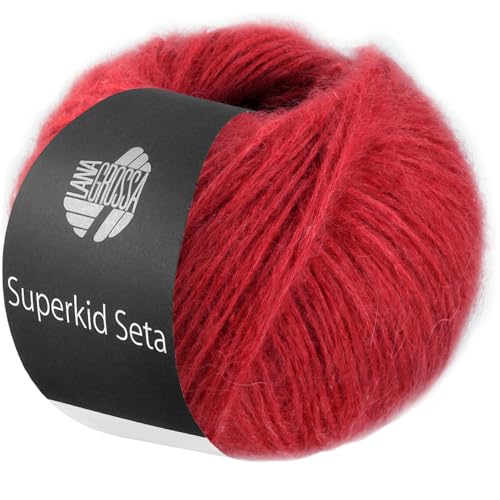 LANA GROSSA Superkid Seta | Zartes Schlauchgarn aus Superkid Mohair mit Seide | Handstrickgarn aus 65% Mohair (Superkid) & 35% Seide | 25g Wolle zum Stricken & Häkeln | 100m Garn FB10 von Lana Grossa