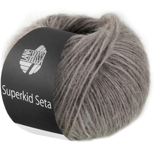 LANA GROSSA Superkid Seta | Zartes Schlauchgarn aus Superkid Mohair mit Seide | Handstrickgarn aus 65% Mohair (Superkid) & 35% Seide | 25g Wolle zum Stricken & Häkeln | 100m Garn FB20 von Lana Grossa