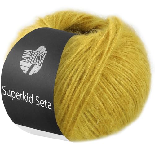LANA GROSSA Superkid Seta | Zartes Schlauchgarn aus Superkid Mohair mit Seide | Handstrickgarn aus 65% Mohair (Superkid) & 35% Seide | 25g Wolle zum Stricken & Häkeln | 100m Garn von Lana Grossa