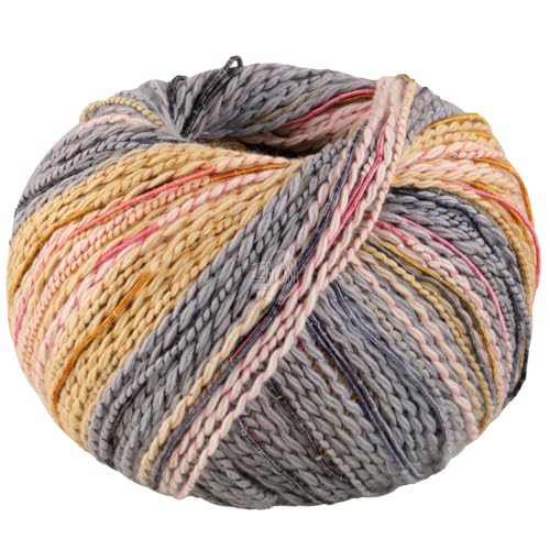 LANA GROSSA Torto | Baumwoll-Effektgarn mit doppeltem Farbeffekt, unregelmäßig mit glänzenden Faden | Handstrickgarn aus 90% Baumwolle & 10% Polyamid | 50g Wolle zum Stricken & Häkeln | 120m Garn FB10 von Lana Grossa