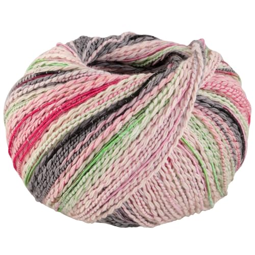 LANA GROSSA Torto | Baumwoll-Effektgarn mit doppeltem Farbeffekt, unregelmäßig mit glänzenden Faden | Handstrickgarn aus 90% Baumwolle & 10% Polyamid | 50g Wolle zum Stricken & Häkeln | 120m Garn FB7 von Lana Grossa