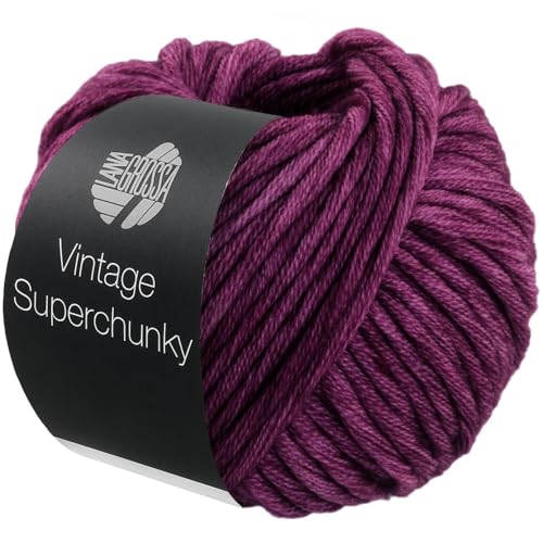 LANA GROSSA Vintage SuperChunky | Merinoklassiker mit Ton in Ton Farbeffekt | Handstrickgarn aus 100% Schurwolle (Merino) | 100g Wolle zum Stricken & Häkeln | 80m Garn FB502 von Lana Grossa