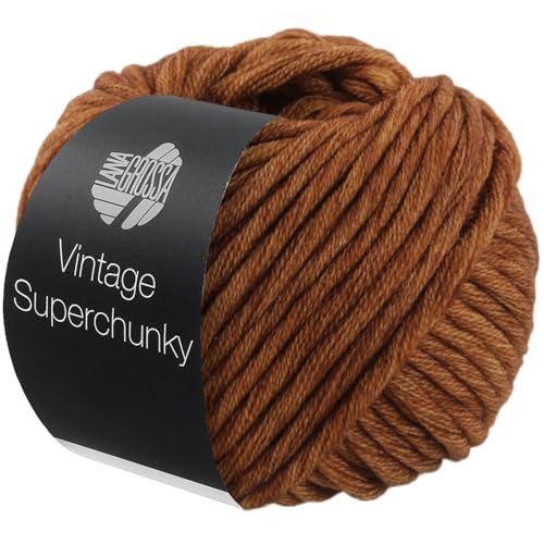 LANA GROSSA Vintage SuperChunky | Merinoklassiker mit Ton in Ton Farbeffekt | Handstrickgarn aus 100% Schurwolle (Merino) | 100g Wolle zum Stricken & Häkeln | 80m Garn FB509 von Lana Grossa