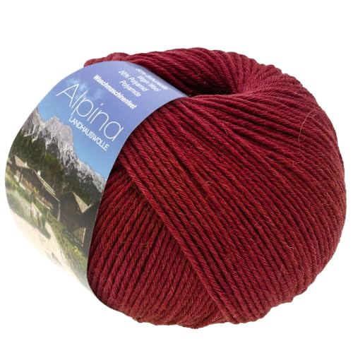 Lana Grossa ALPINA LANDHAUSWOLLE 50 g Trachten stricken edle Trachtenwolle 210 m, Farbe:077 - Weinrot von Lana Grossa
