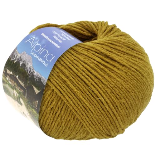 Lana Grossa ALPINA LANDHAUSWOLLE 50 g Trachten stricken edle Trachtenwolle 210 m, Farbe:078 - Senfgelb von Lana Grossa