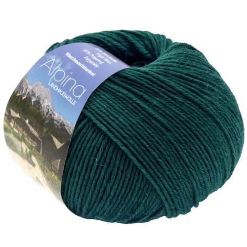 Lana Grossa ALPINA LANDHAUSWOLLE 50 g Trachten stricken edle Trachtenwolle 210 m, Farbe:080 - Tiefseegrün von Lana Grossa
