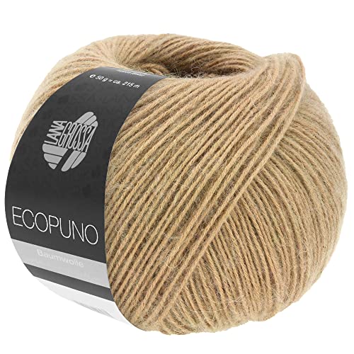 LANA GROSSA Ecopuno | Edle Netzgarnstruktur aus Baumwolle gefüllt mit Merino/Alpaka | Handstrickgarn aus 17% Schurwolle (Merino) & 11% Alpaka Wolle | 50g Wolle zum Stricken & Häkeln | 215m Garn von Lana Grossa