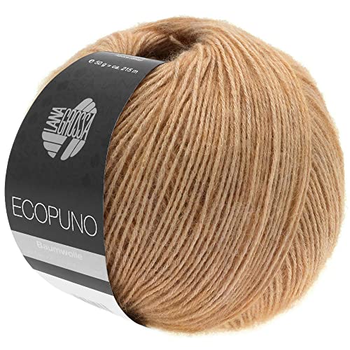 LANA GROSSA Ecopuno | Edle Netzgarnstruktur aus Baumwolle gefüllt mit Merino/Alpaka | Handstrickgarn aus 17% Schurwolle (Merino) & 11% Alpaka Wolle | 50g Wolle zum Stricken & Häkeln | 215m Garn von Lana Grossa