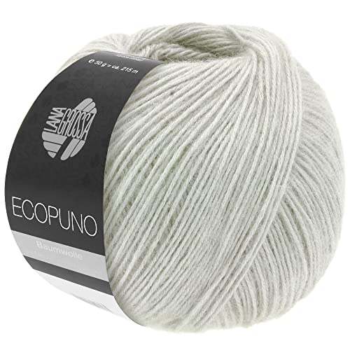 LANA GROSSA Ecopuno | Edle Netzgarnstruktur aus Baumwolle gefüllt mit Merino/Alpaka | Handstrickgarn aus 17% Schurwolle (Merino) & 11% Alpaka Wolle | 50g Wolle zum Stricken & Häkeln | 215m Garn von Lana Grossa