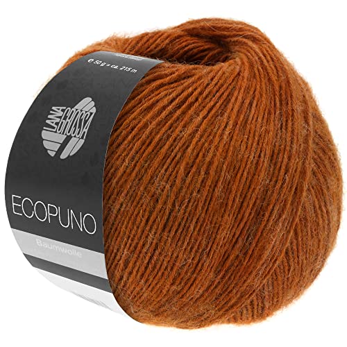 LANA GROSSA Ecopuno | Edle Netzgarnstruktur aus Baumwolle gefüllt mit Merino/Alpaka | Handstrickgarn aus 17% Schurwolle (Merino) & 11% Alpaka Wolle | 50g Wolle zum Stricken & Häkeln | 215m Garn von Lana Grossa