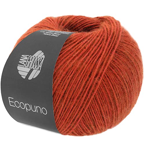 LANA GROSSA Ecopuno | Edle Netzgarnstruktur aus Baumwolle gefüllt mit Merino/Alpaka | Handstrickgarn aus 17% Schurwolle (Merino) & 11% Alpaka Wolle | 50g Wolle zum Stricken & Häkeln | 215m Garn von Lana Grossa