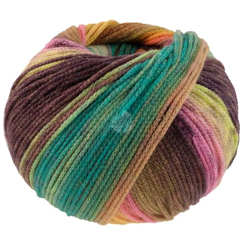 Lana Grossa FARFALLA 100 g Kettengarn aus extrafeiner Merinowolle 340 m, Farbe:006 - Pfirsich/Camel/Graugrün/Erika/Pistazie/Graubraun/Grauviol. von Lana Grossa