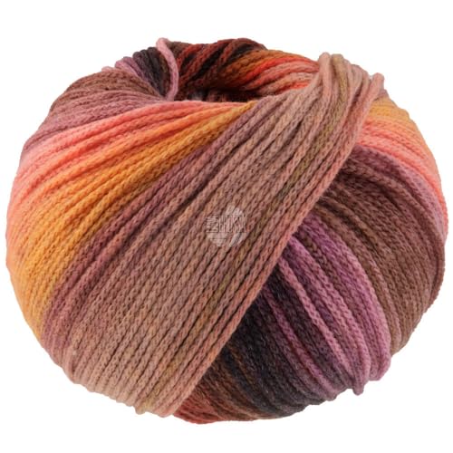 Lana Grossa FARFALLA 100 g Kettengarn aus extrafeiner Merinowolle, Farbe:010 - Lachs/Orange/Rosa/Grau/Graubraun/Anthrazit/Graulila/Fuchsia von Lana Grossa