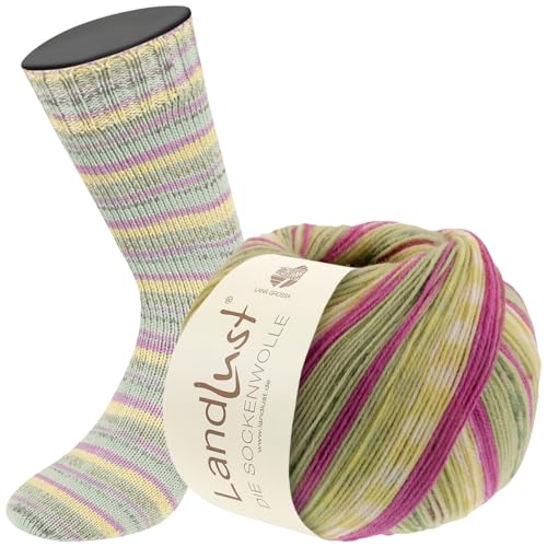 LANA GROSSA Landlust die Sockenwolle | Sockengarn aus Merinowolle in verschiedenen Farben | Handstrickgarn aus 80% Schurwolle (Merino) & 20% Polyamid | 100g Wolle zum Stricken & Häkeln | 420m Garn von Lana Grossa