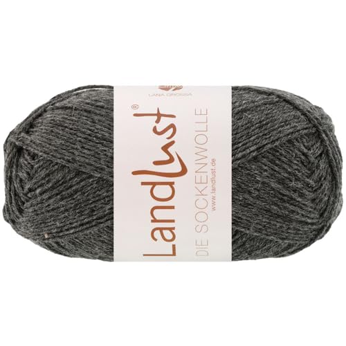 LANA GROSSA Landlust die Sockenwolle 50g | Klassisches Sockengarn in edlen Melangefarben aus 80% Schurwolle (Merino) & 20% Polyamid | 50g waschmaschinenfeste Wolle zum Stricken & Häkeln | 210m Garn von Lana Grossa