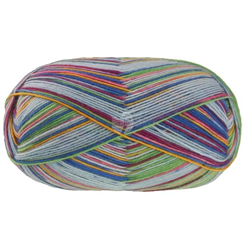Lana Grossa MEILENWEIT 100 g CAPRESE hochwertige 4-fach Sockenwolle 420 m, Farbe:7038 - Pastellblau/Fliederrosa/Kobaltblau/Grün/Gelb/Rotviolett von Lana Grossa