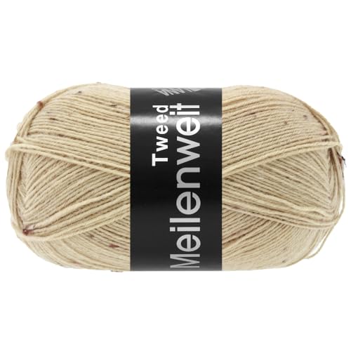 Lana Grossa MEILENWEIT 100 g TWEED 4-fach Sockenwolle mit Tweed-Noppen 420 m, Farbe:178 - Beige meliert von Lana Grossa