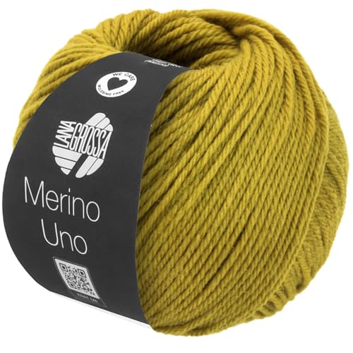 LANA GROSSA Merino Uno | Klassische Merinowolle mit Superwash-Ausrüstung | Handstrickgarn aus 100% Schurwolle (Merino) | 50g Wolle zum Stricken & Häkeln | 125m Garn Senfgelb - 84 von Lana Grossa