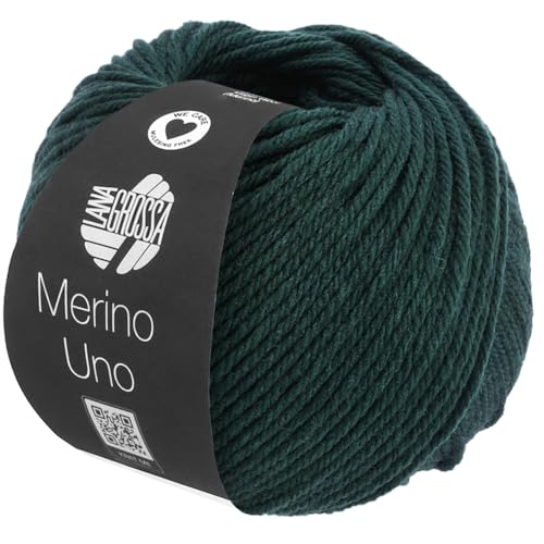 LANA GROSSA Merino Uno | Klassische Merinowolle mit Superwash-Ausrüstung | Handstrickgarn aus 100% Schurwolle (Merino) | 50g Wolle zum Stricken & Häkeln | 125m Garn Tiefseegrün - 85 von Lana Grossa