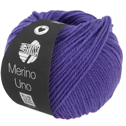 LANA GROSSA Merino Uno | Klassische Merinowolle mit Superwash-Ausrüstung | Handstrickgarn aus 100% Schurwolle (Merino) | 50g Wolle zum Stricken & Häkeln | 125m Garn Violett - 86 von Lana Grossa
