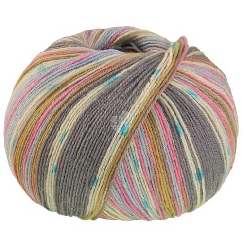 Lana Grossa Meilenweit 100 g SETA GIAPPONE 4-fach Sockenwolle mit Seide 400 m, Farbe:3388 - Grau/Ecru/Türkis/Pistazie/Pastellblau/Taupe/Nelkenrosa von Lana Grossa