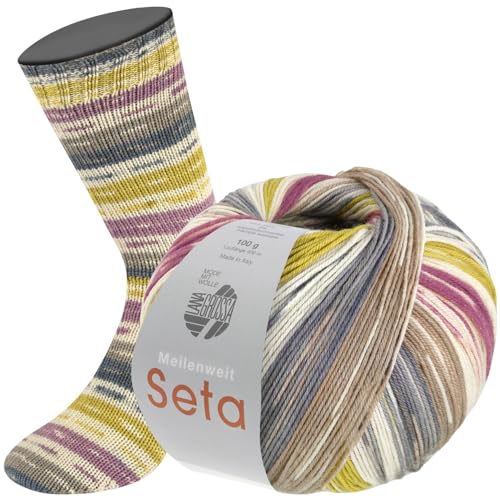 LANA GROSSA Meilenweit Seta | Sockengarn mit Seidenanteil, waschmaschinenfest | Handstrickgarn 55% Schurwolle (Merino), Polyamid, & Seide | 100g Wolle zum Stricken & Häkeln | 400m Garn FB3443 LANA GROSSA Meilenweit Seta | Sockengarn mit Seidenanteil, waschmaschinenfest | Handstrickgarn 55% Schurwolle (Merino), Polyamid, & Seide | 100g Wolle zum Stricken & Häkeln | 400m Garn FB3443 von Lana Grossa