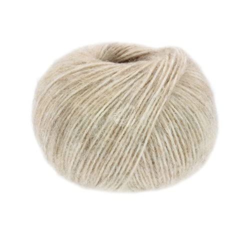 LANA GROSSA Natural Alpaca Pelo | Flauschige Netzgarnstruktur aus Baumwolle gefüllt mit Baby Alpakafasern und Merino Schurwolle | 50g Wolle zum Stricken & Häkeln | 125m Garn von Lana Grossa