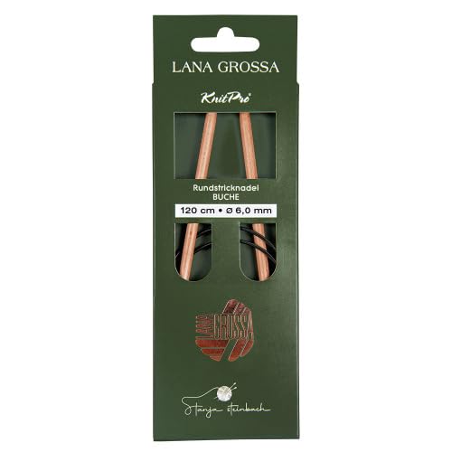 Lana Grossa Rundstricknadel Buche – nachhaltig & beliebt – leicht & robust – glatte Holzoberfläche – angenehmes Stricken mit rutschigem Garn – verschiedene Größen - 120/6,0 von Lana Grossa