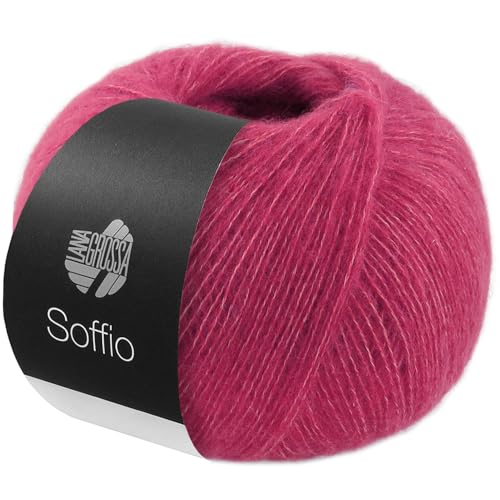 LANA GROSSA Soffio | Flauschiges Lace-Garn aus Merino- & Baumwolle mit 10% Kaschmir | Handstrickgarn aus 60% Schurwolle (Merino superfein), 30% Baumwolle (Bio) | 25g Wolle zum Stricken | 212m Garn von Lana Grossa
