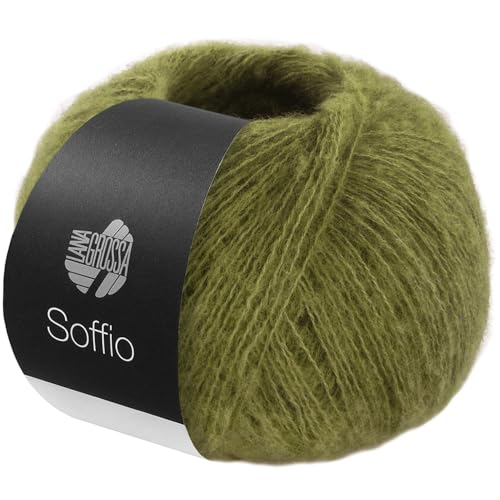 LANA GROSSA Soffio | Flauschiges Lace-Garn aus Merino- & Baumwolle mit 10% Kaschmir | Handstrickgarn aus 60% Schurwolle (Merino superfein), 30% Baumwolle (Bio) | 25g Wolle zum Stricken | 212m Garn von Lana Grossa