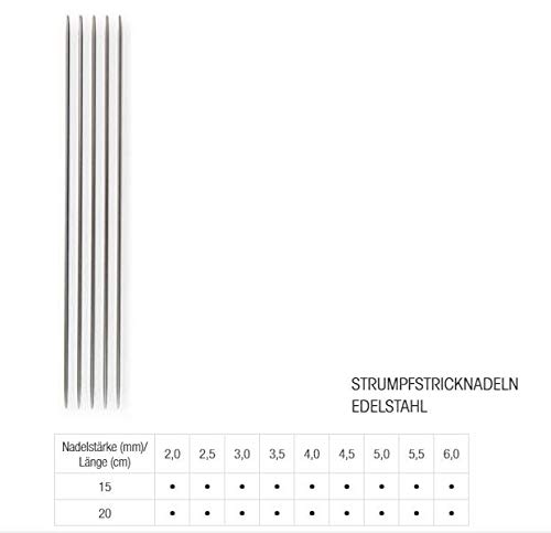 Lana Grossa Strumpfstricknadel Edelstahl – rostfrei & langlebig – glatte Oberfläche – für Socken, Mützen & mehr – verschiedene Größen, 15/4,0 Lana Grossa Strumpfstricknadel Edelstahl – rostfrei & langlebig – glatte Oberfläche – für Socken, Mützen & mehr – verschiedene Größen, 15/4,0 von Lana Grossa