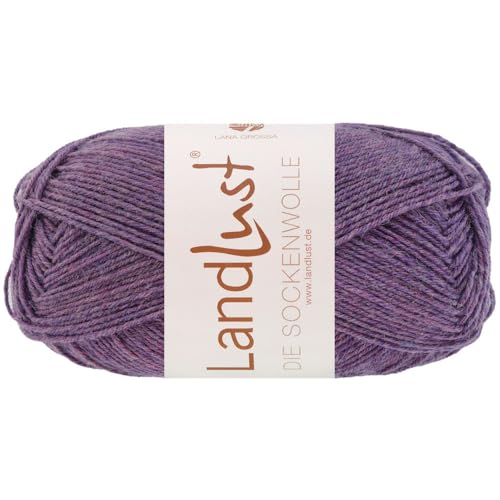 LANA GROSSA Landlust die Sockenwolle 50g | Klassisches Sockengarn in edlen Melangefarben aus 80% Schurwolle (Merino) & 20% Polyamid | 50g waschmaschinenfeste Wolle zum Stricken & Häkeln | 210m Garn von Lana Grossa