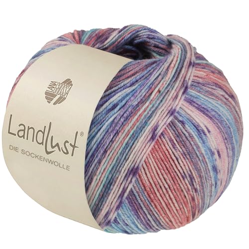 LandLust die Sockenwolle Seide 334 - Türkis/Himmelblau/Violett/Rosa/Lachs/Grau-/ Zartrosa Gestreift LandLust die Sockenwolle Seide 334 - Türkis/Himmelblau/Violett/Rosa/Lachs/Grau-/ Zartrosa Gestreift von Lana Grossa