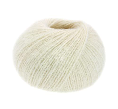 LANA GROSSA Natural Alpaca Pelo | Flauschige Netzgarnstruktur aus Baumwolle gefüllt mit Baby Alpakafasern und Merino Schurwolle | 50g Wolle zum Stricken & Häkeln | 125m Garn von Lana Grossa