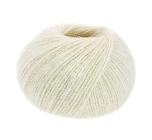 LANA GROSSA Natural Alpaca Pelo | Flauschige Netzgarnstruktur aus Baumwolle gefüllt mit Baby Alpakafasern und Merino Schurwolle | 50g Wolle zum Stricken & Häkeln | 125m Garn von Lana Grossa