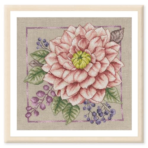 Lanarte Kreuzstich Stickpackungen Gezählter Kreuzstichbilder Set BLÜHENDES ERRÖTEN Wanddekoration Handarbeit Set für Erwachsene 33 x 33 cm DIY Deko Bastelset Handwerker Kreative Geschenkset von Lanarte