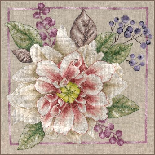 Lanarte Kreuzstich Stickpackungen Gezählter Kreuzstichbilder Set BLÜHENDES WEISS Wanddekoration Handarbeit Set für Erwachsene 33 x 33 cm DIY Deko Bastelset Handwerker Kreative Geschenkset von Lanarte
