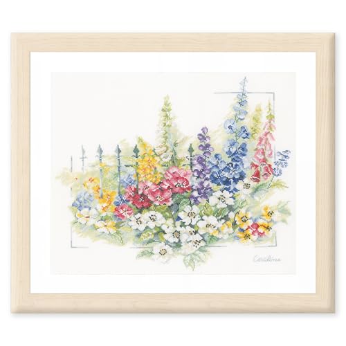 Lanarte Kreuzstich Stickpackungen Gezählter Kreuzstichbilder Set BLUMENEXPLOSION Wanddekoration Handarbeit Set für Erwachsene 45 x 40 cm DIY Deko Bastelset Handwerker Kreative Geschenkset von Lanarte